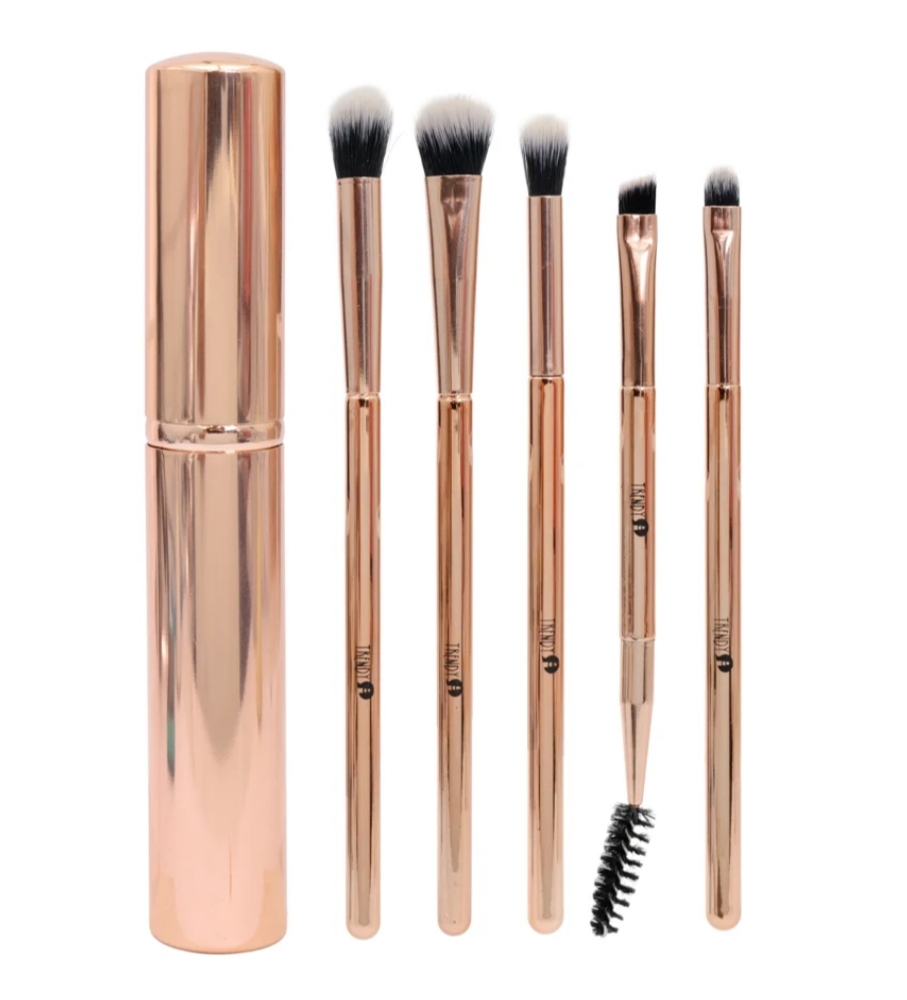 KIT BROCHAS OJOS METALICA ORO ROSA